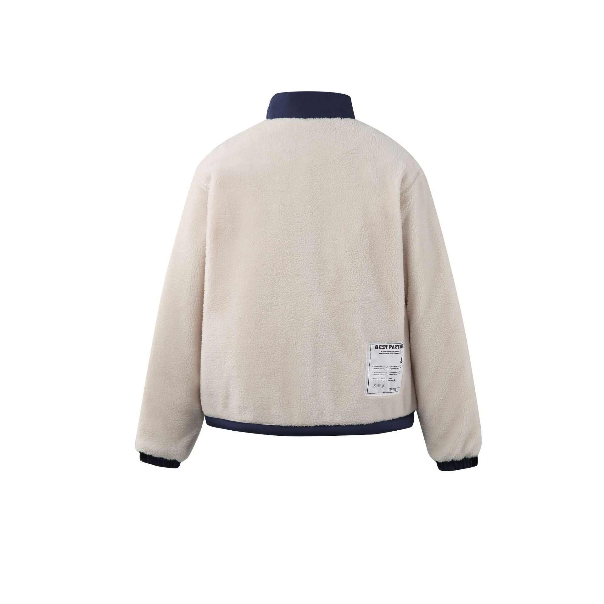 Brand Lamb Wool Patchwork Stand Collar Coat Loose Couple Thick Cotton Coat