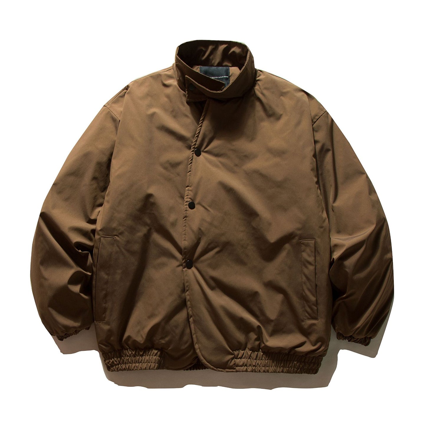 Minimalist Solid Color Curved Stand-up Collar Cotton Coat Loose Warm Cotton Jacket