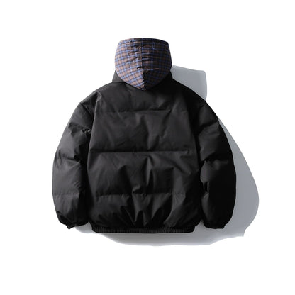 False Two-Piece Hooded Cotton Coat Unisex Loose Casual Cotton Jacket