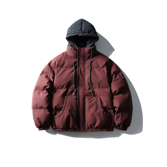 False Two-Piece Hooded Cotton Coat Unisex Loose Casual Cotton Jacket