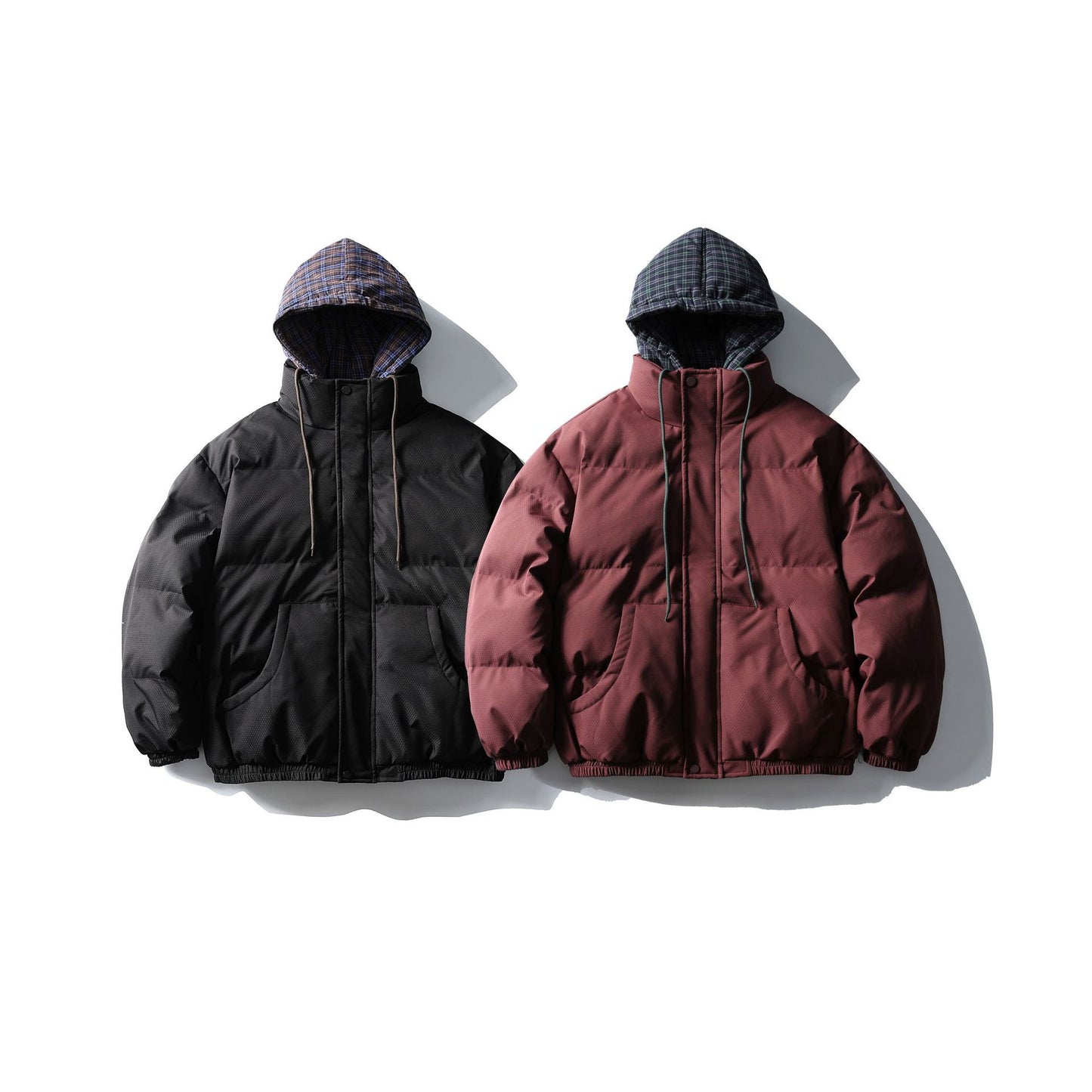 False Two-Piece Hooded Cotton Coat Unisex Loose Casual Cotton Jacket