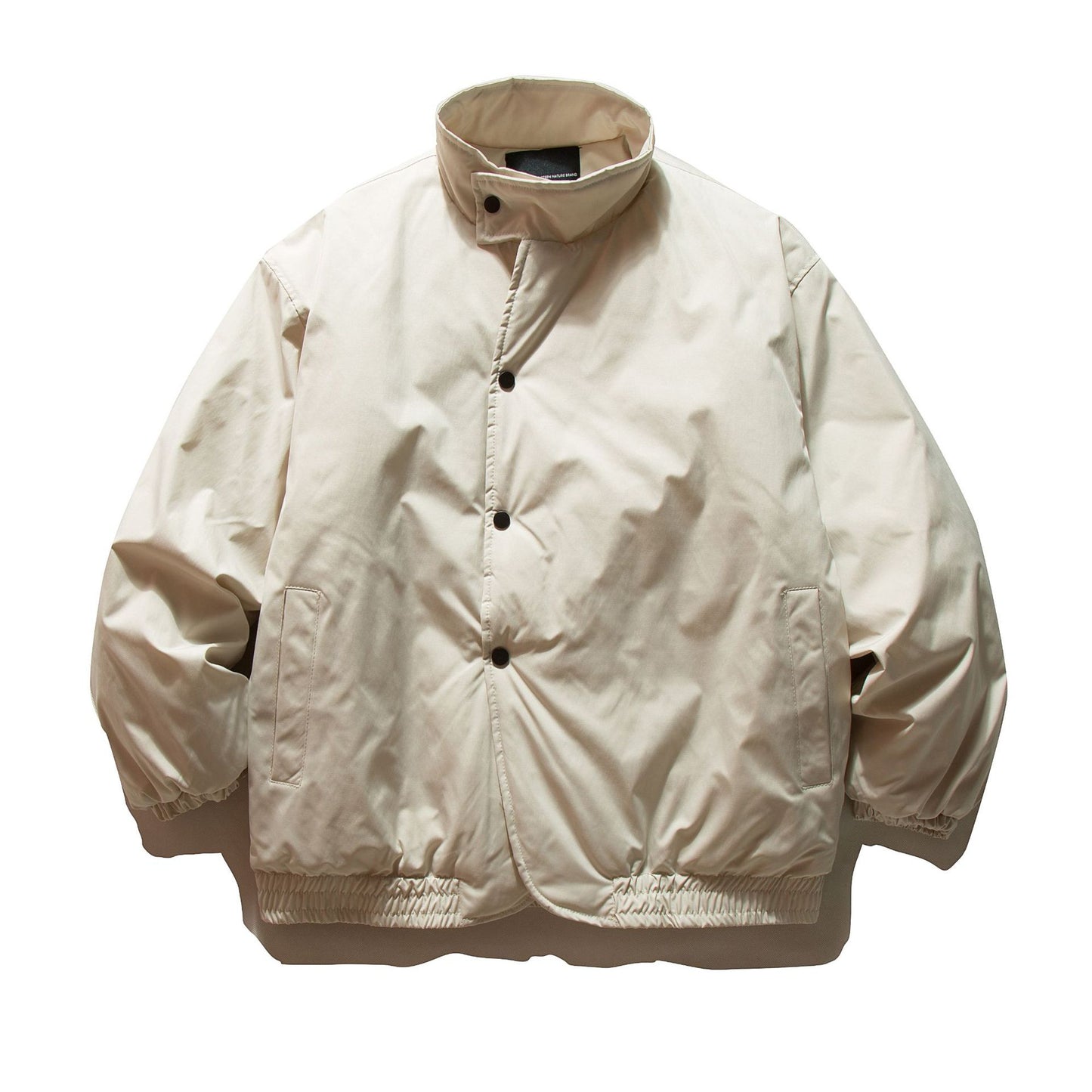 Minimalist Solid Color Curved Stand-up Collar Cotton Coat Loose Warm Cotton Jacket