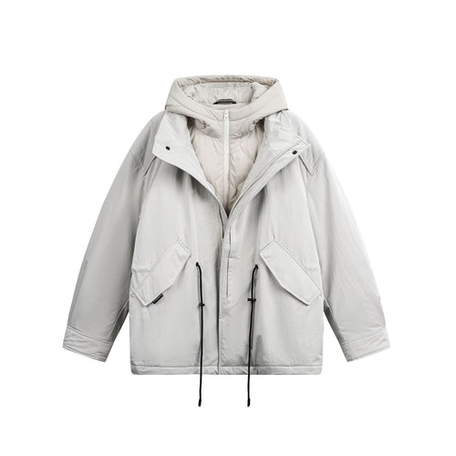 Workwear Style Two-Piece Design Windproof White Duck Down Hooded Winter Parka