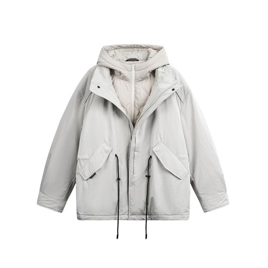 Workwear Style Two-Piece Design Windproof White Duck Down Hooded Winter Parka