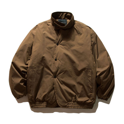 Minimalist Solid Color Curved Stand-up Collar Cotton Coat Loose Warm Cotton Jacket