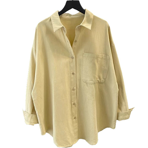 Simple Cotton Shirt for Women, Style Lazy Loose Casual Versatile Long Sleeve Shirt Jacket Top