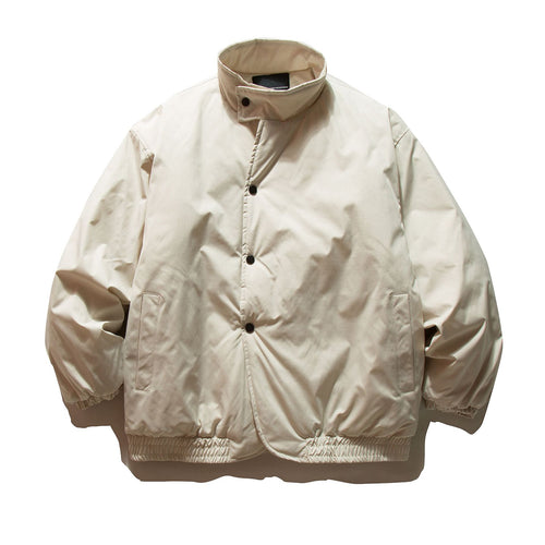 Minimalist Solid Color Curved Stand-up Collar Cotton Coat Loose Warm Cotton Jacket