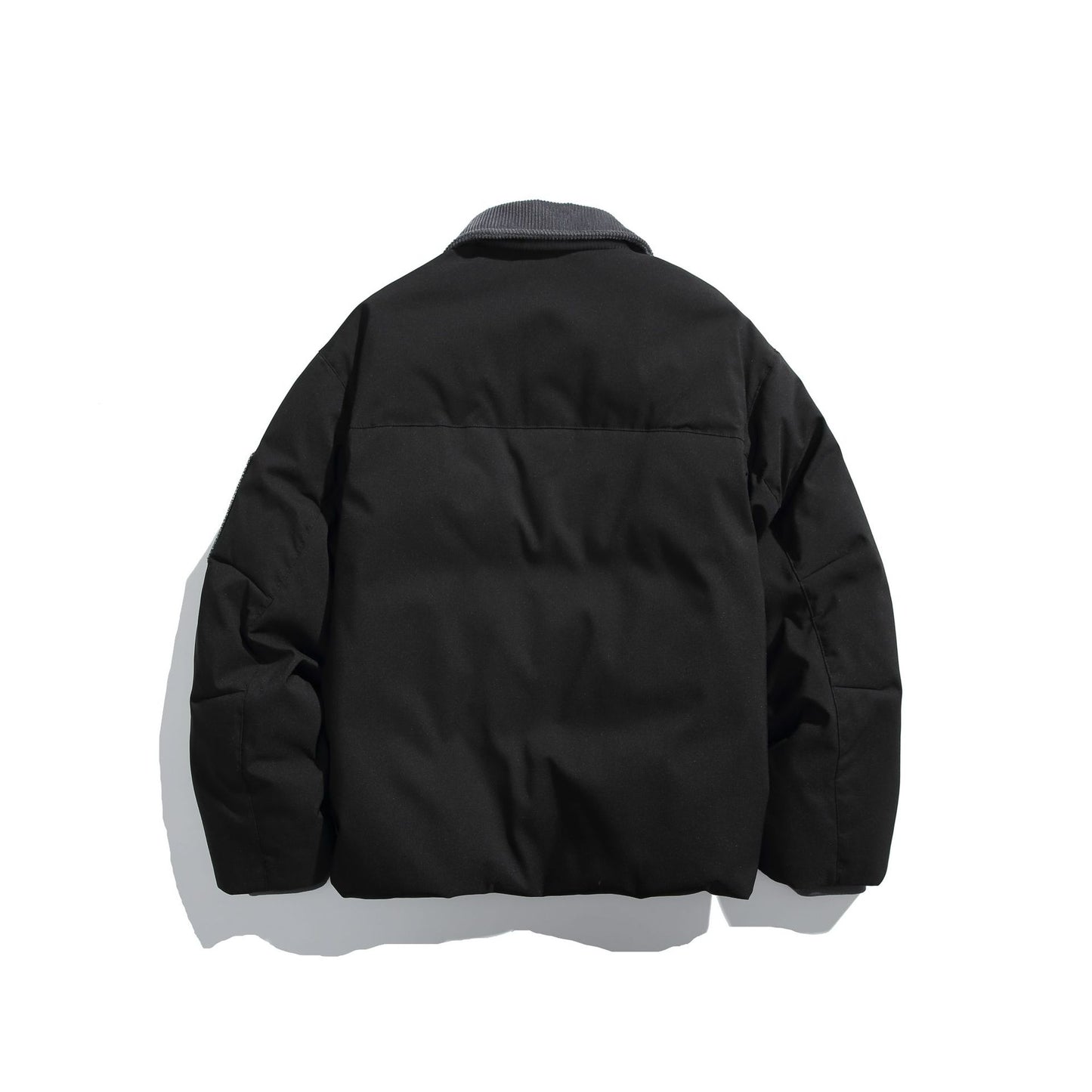 Corduroy Collar Quilted Design Multi-pocket Loose Fit Down Jacket