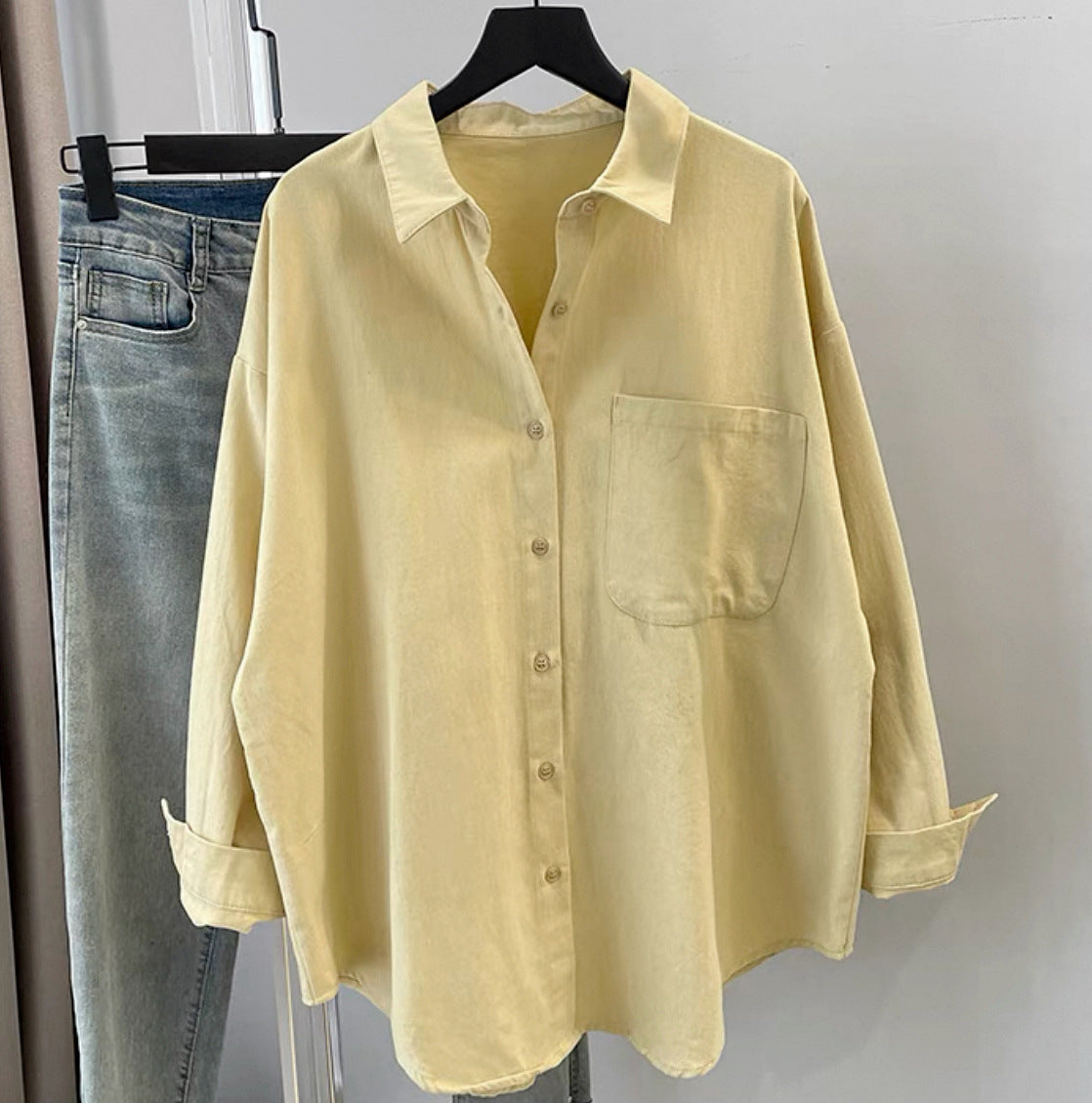 Simple Cotton Shirt for Women, Style Lazy Loose Casual Versatile Long Sleeve Shirt Jacket Top