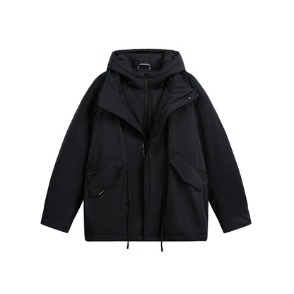 Workwear Style Two-Piece Design Windproof White Duck Down Hooded Winter Parka