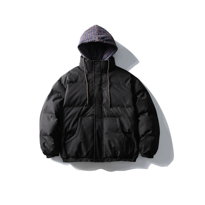 False Two-Piece Hooded Cotton Coat Unisex Loose Casual Cotton Jacket